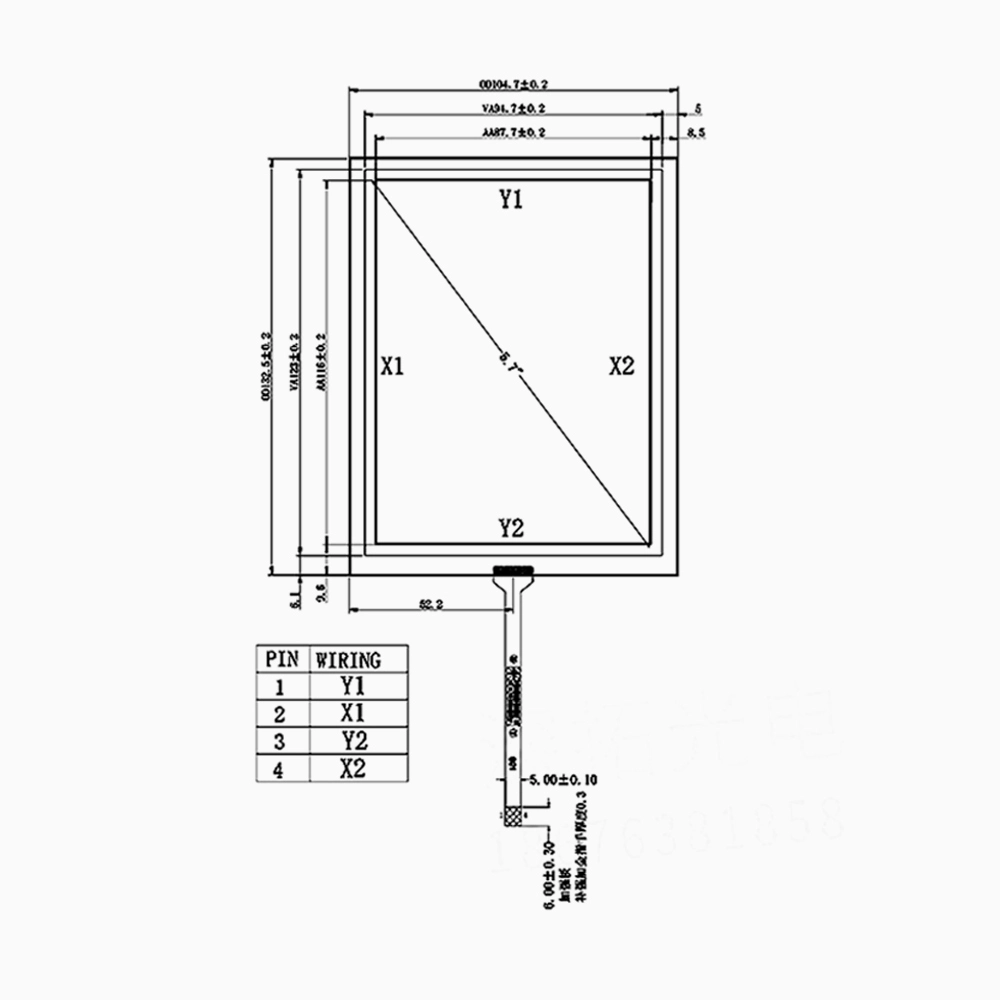 5.7 inch resistive touch screen for Industrial G057QN01 V2