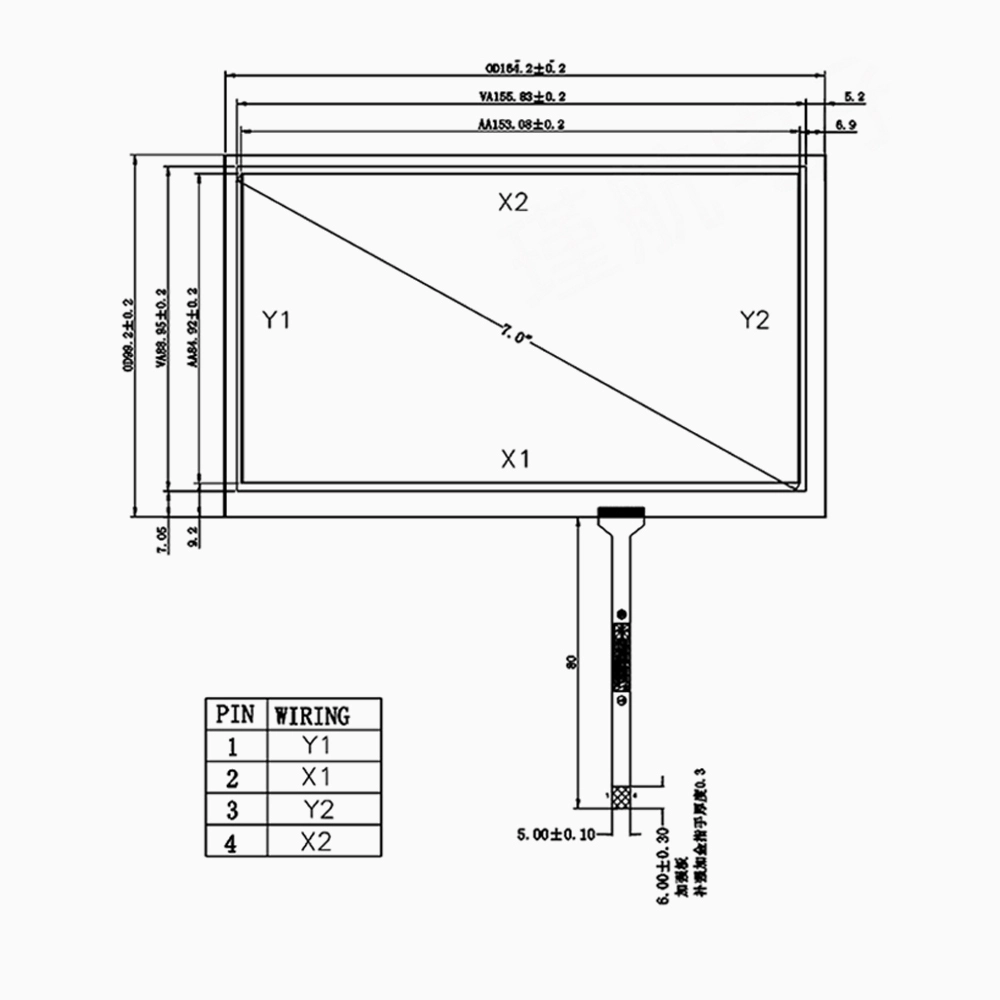 7 inch 4-wire Resistive Touch Screen for AT070TN94