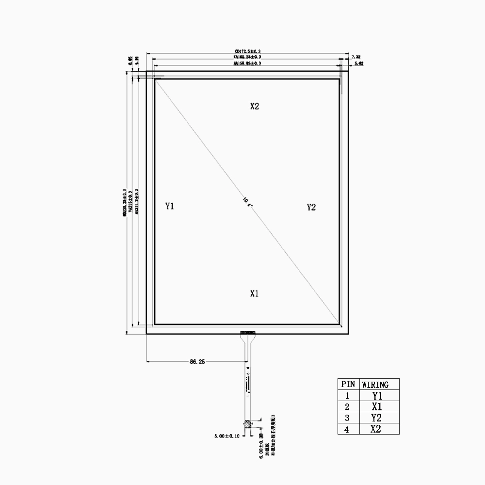 10.4 inch 4-wire Resistive Touch Screen Isolate UV Ray