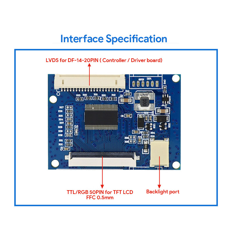 LCD Display Converter Board for TTL/RGB 50pin to LVDS