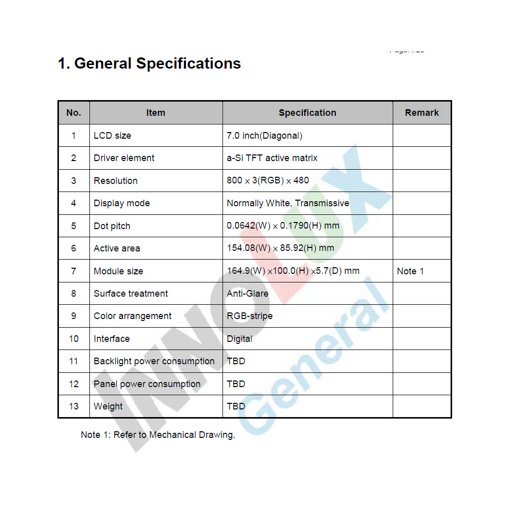 AT070TN92 Innolux 800×480 LCD Original Module